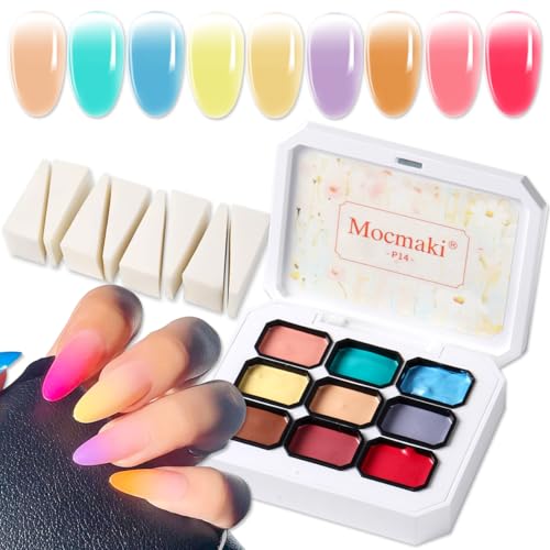 Gel de esmalte para uñas Ombre con 9 colores y 8 esponjas miniatura 1