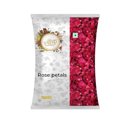 Image of Chounk Premium Sun Rose Petals Dried - 100g, Pack of 1 | Dried Rose Petals Edible for Skin Care, Herbal Rose Tea, Decoration on Foods | Dry Rose Petal Edible Toppings for Indian Sweets | Gulab Patti dry