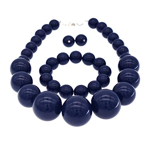 Large Big Faux Pearl Necklace for Women Chunky Pearl Necklace and Earrings set 1920s Costume Jewelry set Prom party Wedding3