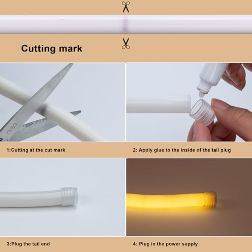 Image of BENLUN 24V 360 Degree LED Neon Light 16.4ft, 3000K Warm White LED Strip Light Outdoor Waterproof, Flexible LED Rope Light for Bedroom Garden Commercial (Power Adapter not Included)