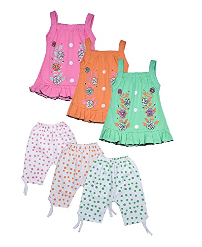 Image of PariLifestyle Baby Girls Party(Festive) Top Capri Multicolor (pack of 3)