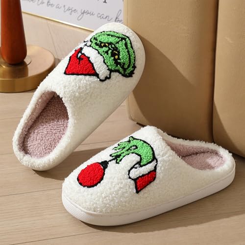 Womens Mens Slippers Halloween Christmas Cute Cartoon Pattern Slipper Anti-slip Design Cozy Indoor House Winter Shoes Soft Plush Warm Slippers Gifts for Girlfriend2