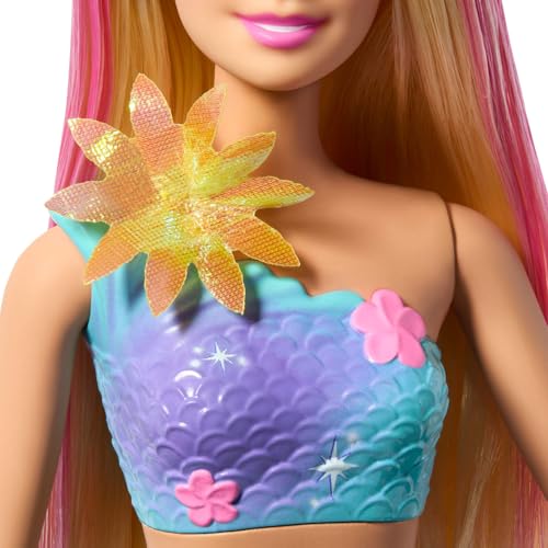 Muñeca Barbie Sirena con Flores Mágicas y Accesorios miniatura 5
