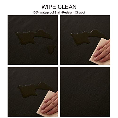 Image of NLMUVW Black Vinyl Tablecloth Rectangle, 100% Waterproof Heavy Duty PVC Table Cloth Wipe Clean Table Cover for Kitchen Dining Picnic, 54 x 78 inch
