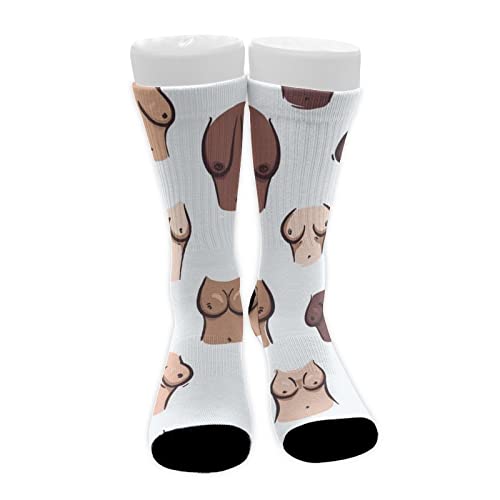 All Season socks For Women, Fashionable Personality Soft Non-Slip Socks For Men And Women Compatible with Black White Yellow Boobs Breast