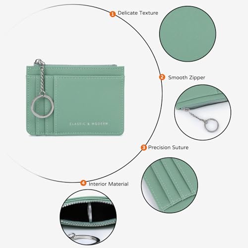 PORRASSO Card Holder Coin Purse Women Slim Card Wallet PU Leather Card Case Change Bag Portable Key Case Red4