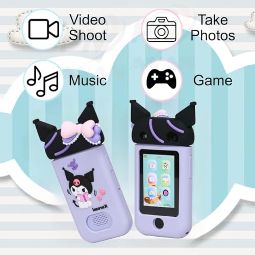 Kids Touchscreen Smartphone Toy – 2.8” Screen, 360° Rotating 8MP Dual Camera, MP3 Music Player, in-Built Games & Wallpapers – Electronic Learning Toy - Purple - Image 3