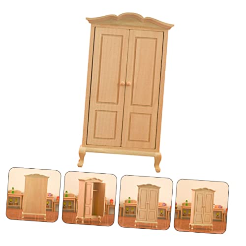 ibasenice 8 Pçs Guarda-Roupa Modelo Boneca De Brinquedo Armários De Madeira 1/12 Móveis Em Miniatura
