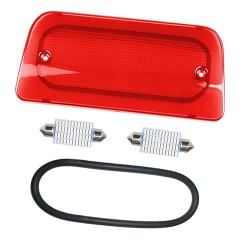 RAVSOFT 3rd Third Brake Light Lens Red Cover with Seal Gasket Regular Crew Cab Only Compatible with 1994-2004 Chevy S10 GMC Sonoma 1996-2000 Isuzu Hombre High Mount Stop Lamp Assembly Cover