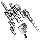 Newte 3/8 Impact Socket Set, Right Angle Bit Adapter 8Pcs 1/4 3/8 1/2" Hex Shank Grade Driver Socket