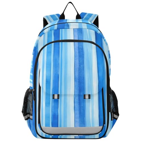 Sac à dos à motif rayé bleu avec compartiment ordinateur