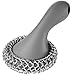SUBEKYU Cast Iron Scrubber with Silicone Handle, Stainless Steel Cast Iron Skillet Cleaner Chainmail Scrubber for Cast Iron Pans, Grey