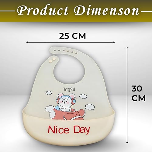 Image of Baby Bib for Feeding and Weaning Babies and Toddlers | Waterproof, Washable, Reusable | Adjustable Neckline with Buttons | Easy to Clean and Non-Messy Design