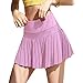 WOWENY Gonna Sportiva da Donna con Tasche e Pantaloncini, Mini Gonna da Pattinatrice Versatile Elastica Solida Colore Gonna, Pieghe Gonne a Vita Alta, per Corsa, Tennis, Golf (Viola, S)
