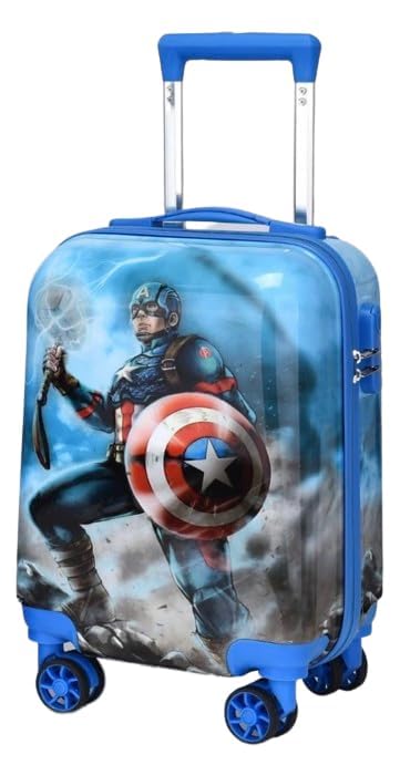 Image of ADSON Abs Kids Trolley 360 Rotating Luggage 360 Degree Wheels Captain America Non-Breakable 20 Inch Kids Hardsided Suitcase with 4 Wheels, 360 Degree Wheel Travel Trolley Bag (Design 18)
