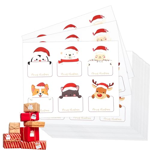 Deepton 120 Pcs Christmas Labels Stickers, Self Adhesive Merry Christmas Tags, Christmas Tag Sticker, for Xmas Presents, Cards, Envelopes, Bags, Crafts Decorations