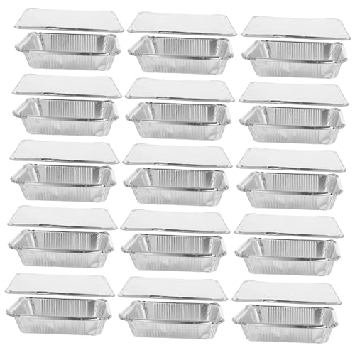 GRADENEVE 25個入り使い捨てアルミホイルトレイ 蓋付き 耐熱耐冷ローストパン キャンプ屋外バーベキュー向け多用途料理容器
