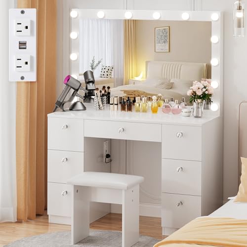 VOWNER Vanity Lighted Mirror - Makeup Vanity Desk Power