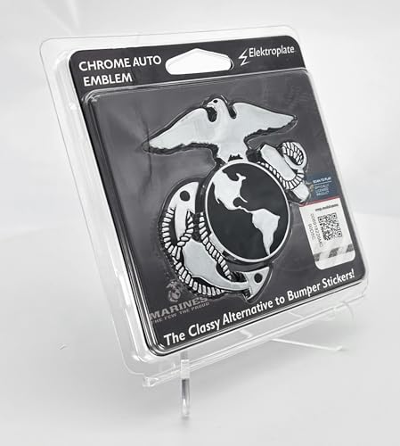 Image of Electroplate Officially Licensed U.S. Marines Anchor Chrome All Metal Emblem for Cars, Trucks, and All Auto | Universal Fit at 3.0 inch x 3.0 inch | Weatherproof