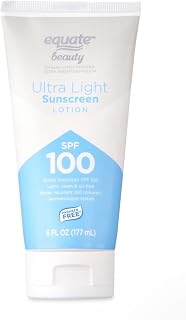 Equate Beauty Ultra Light Sunscreen Lotion SPF 100, 177 ml | Broad Spectrum UVA/UVB, Water Resistant 80 Min, Oil-Free Dry Touch, Paraben-Free, Dermatologist Tested