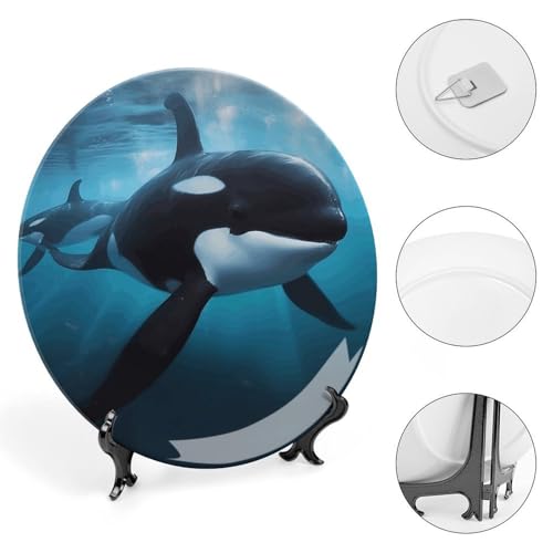 Plato decorativo de porcelana Bone China con soporte 7 in miniatura 4