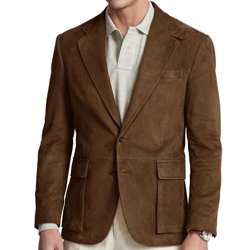 Suit for Men Suede Jacket Big and Tall Single Breasted New in Suits & Blazers Mens Brown 3XL Sport Coats Jacket Weeding Groomsmen Formal Clothes
