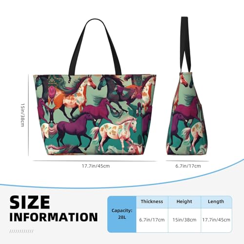 Grand sac fourre-tout de plage pliable imprimé chevaux pour femme - 6