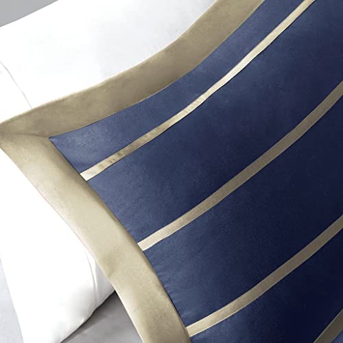 Cinchfit Usa Quahog Bay Universal V Berth - Navy & Khaki Stripe 4 Piece Boat Duvet Cover Set - Duvet Cover, 2 Shams, 1 Accent Pillow (Universal V Berth) #TOP5