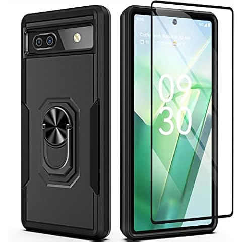 Oterkin for Google Pixel 6A Case,Pixel 6A Case [10FT Military Grade Shockproof] with [9H Tempered Glass Screen Protector] Built-in Magnetic Kickstand Ring Phone Case for Google Pixel 6a 5G 2022 Cover
