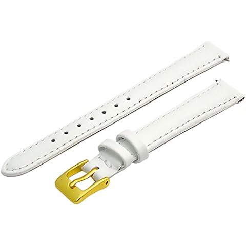 Genuine White Leather Watch Strap with Gold Buckle Cover