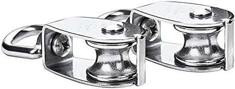Roda de acero, polea de ranura 2 uds M25 bloque de poleas individuales alambre colgante rueda de remolque 20 metros cuerda de línea de polea de nailon