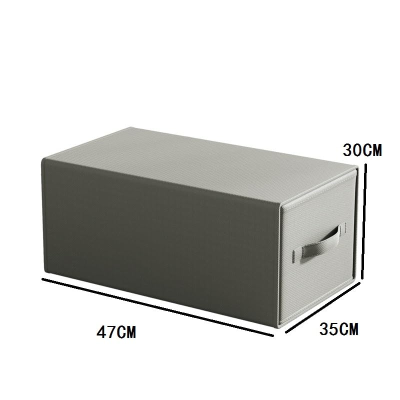 Caja de almacenamiento plegable con asa, tela no tejida, gris, organizador apilable para armario (47 x 35 x 30 cm)