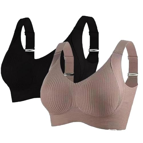 Lote de 2 soportes para garganta sin armaduras, push up para mujer, sin costuras antiarrugas, sujetador para correr, yoga, correas ajustables, transpirables, suave, moda, ligera, verano bajo ropa