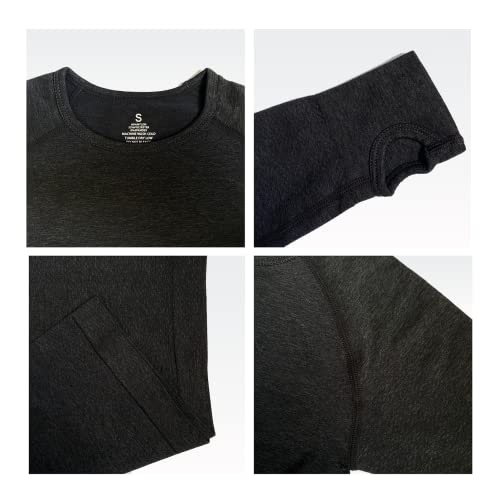 Long Sleeve Workout Shirts For Women Gym Running Yoga Tops Thumb Hole Long Sleeve Crop Tops For Women/Dark Grey-S #TOP3