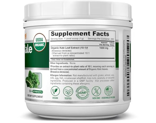 NusaPure Organic Kale Powder, 1000 mg (USDA, Non-GMO, Vegan)