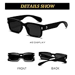 EYLRIM Square Frame Sunglasses for Women Men Trendy Chunky Rectangle Sun Glasses Black Shades UV400 Protection - Image 5