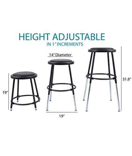 Image of Stand Up Desk Store Stackable Adjustable-Height Classroom Office Workstation Stool (Black)
