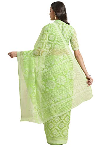 Image of AKHILAM Women's Brasso Saree With Unstiched Blouse Piece