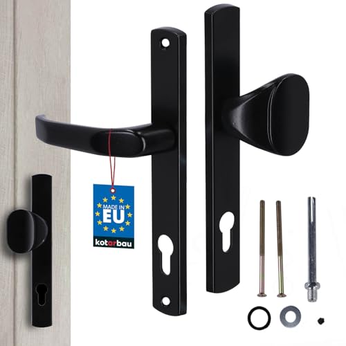 KOTARBAU® Poignée de porte - 90 mm - Plaque longue - Noir - Cylindre profilé pour portes