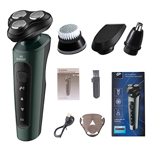 Afeitadoras Eléctricas para Hombres, Afeitadoras Rotativas para uso en seco y húmedo Afeitadora Eléctrica de 4 en 1, Cortadora de Cabello Multifuncional, Limpiador Facial, Cepillo de Limpieza