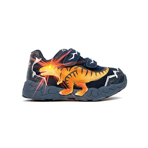 T-Rex Light Up Shoes for Kids Lightweight Dinosaur Toddler Sneakers for Children with Flashing Eye LED Running Shoe, Navy