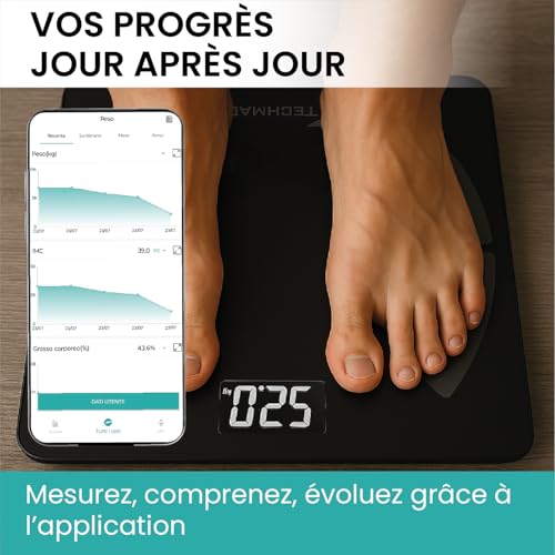 Mesure IMC et masse graisseuse balance connectée Techmade Android