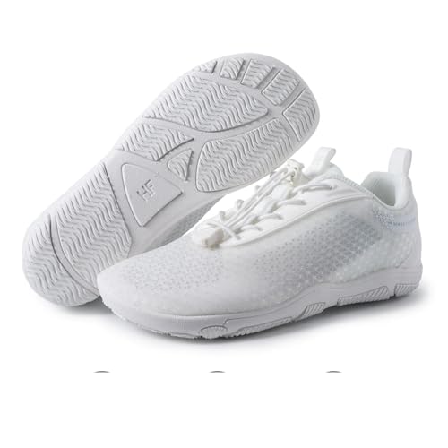 Cloud-Like Comfort Zero Drop Minimalist Shoes Men Women, Arch Support Breathable Splash Proof Barefoot Shoes, Versatile Ergonomic Footwear Pain Relief and Posture Improvement White/Gray