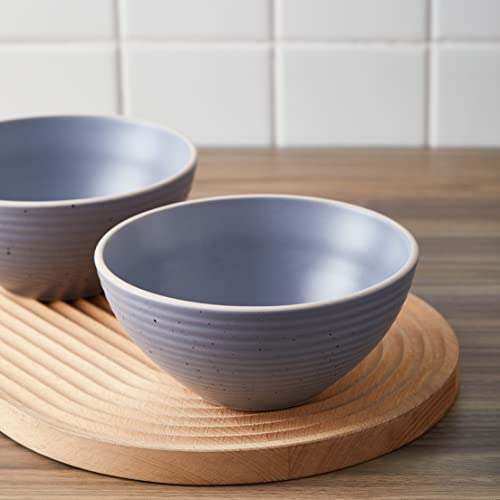 Image of Stone Lain Lauren Stoneware, Rustic Plates and Bowls Set, Dinnerware, Service for 4, Speckled Light Gray, Dishwasher & Microwave Safe, 16-Piece