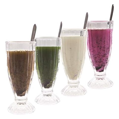 Chefcaptain Fountain Shoppe Classic, XL Milk Shake, Ice Cream Soda Glass Milkshake Glasses (4 PACK 15.5 OZ) Soda Fountain, Durable Material, Lead And BPA Absent, Ice Cream Sundae Glasses (Clear) Cover