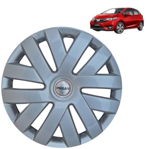 Image of PRIGAN Wheel Cover for Jazz 15 Inch Silver Wheel Cap (Available in 15 Inch) (Set of 4 Pcs) (Press Fitting) Model- Polo Silver-15