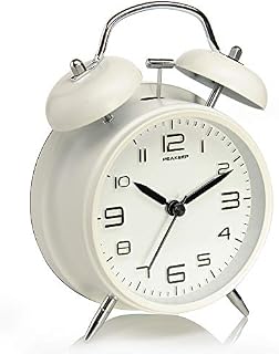 Peakeep 4 inches Twin Bell Alarm Clock with Stereoscopic Dial, Backlight, Battery Operated