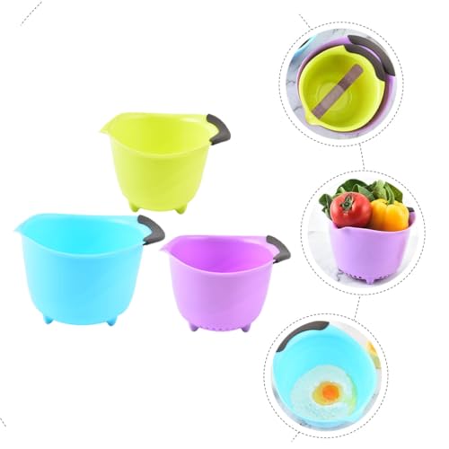 Set de 3 tazones multiuso para cocina con cesta y marcas de medición miniatura 3