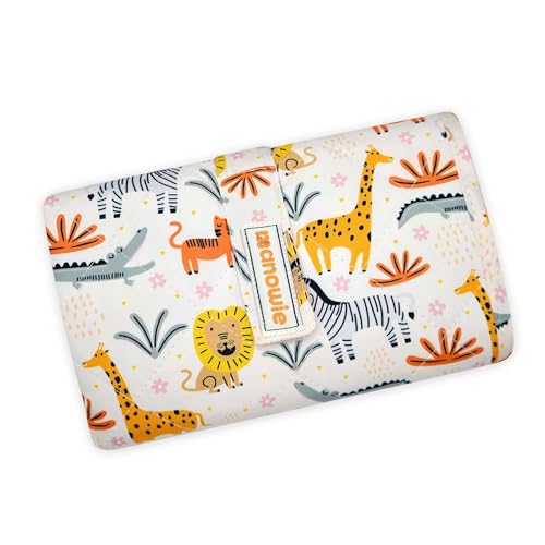 manowie® Portable Baby Changing Mat – Foldable Waterproof Travel Mat for Newborns | Compact Changing Bag | Pram & Nappy Bag | Safari Animals