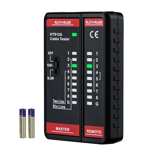 Mcbazel Tester para Cables de Red RJ11 RJ45, Comprobador de Cable de LAN, Comprobador de Cable Telefónico, Cable de Conexión para CAT6A, CAT6, CAT5E, CAT5